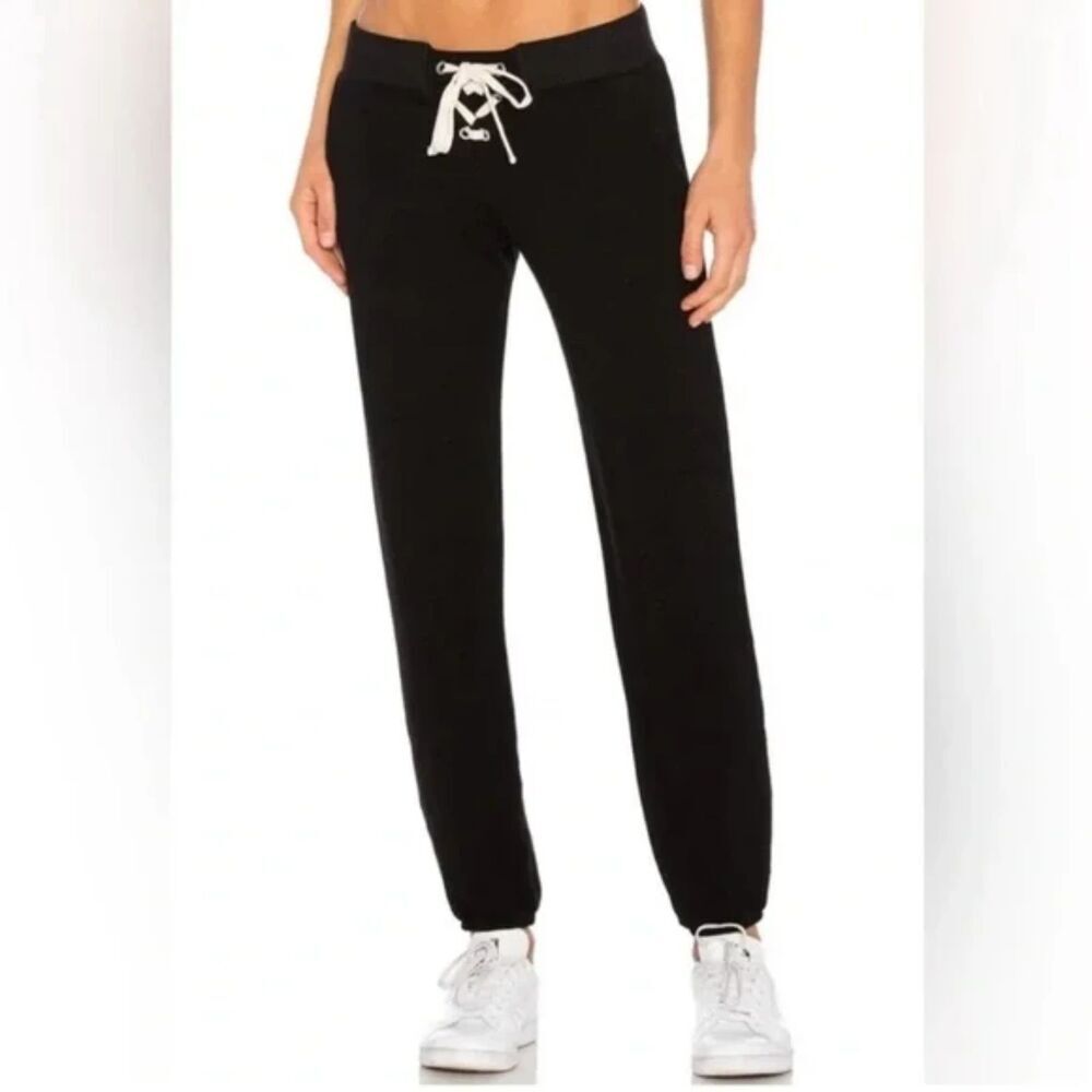 Monrow lace up mom jogger sweat pants black size large
